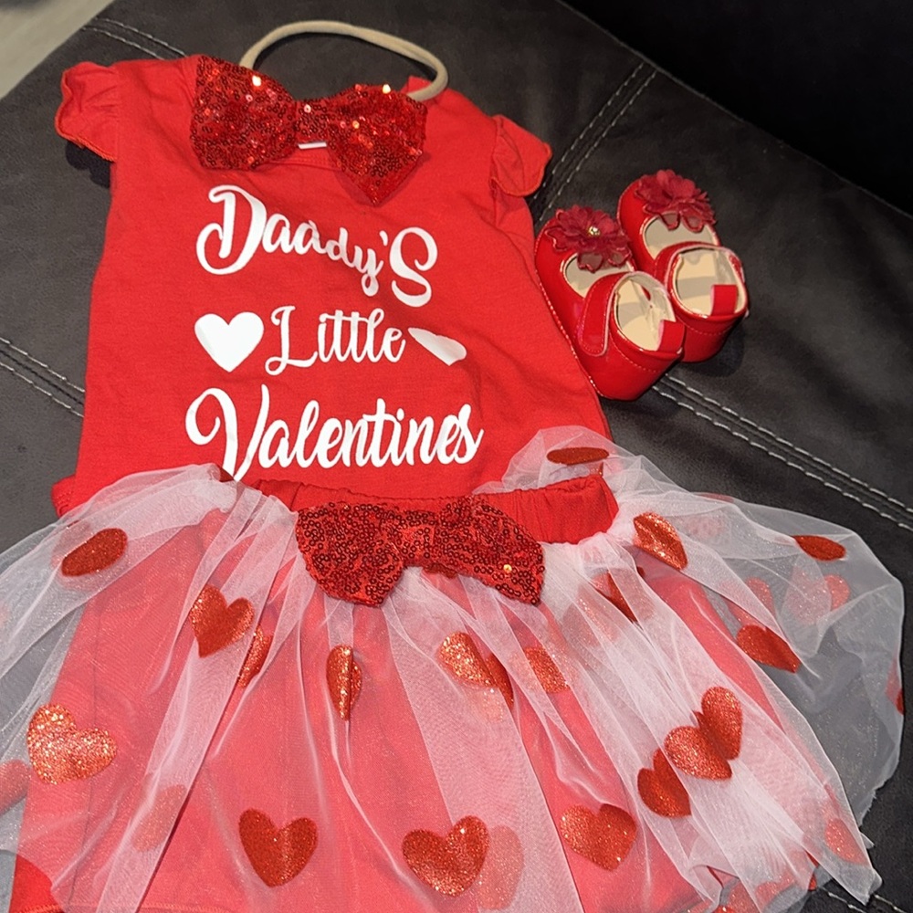 Red Valentine's Outfit with Tutu, Red Shoes & Headband